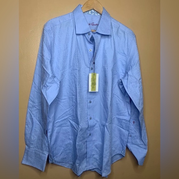 Robert Graham men’s XL Dress Shirt Blue Button Down Collar Long Sleeve - Picture 2 of 10